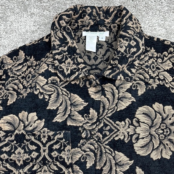 Coldwater Creek Black Tan soft Woven Button Up Jacket Women’s size 8 ~ EUC - Picture 1 of 8